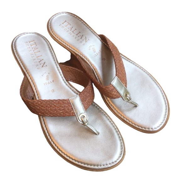 Italian Shoemakers Flip-Flop Thong Wedge Sandals Size 9 - Picture 1 of 7